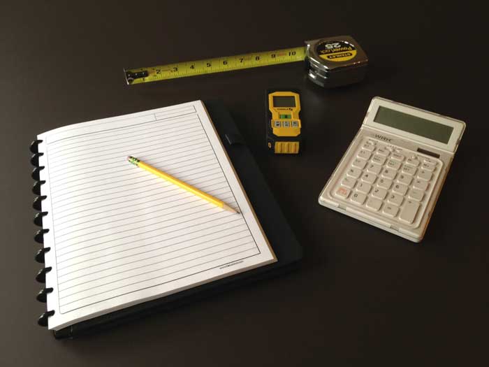 photo of measuring tools commonly used by A Fine Design designers to measure windows